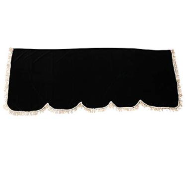 Imagem de Acouto Capa Antipoeira Elegante para Piano de 88 Teclas, Meia Coberta - Flanela Elegante Com Borda de Folho Fino, Design de Cortina Dividida Conveniente e Tecido, Todos Os Tamanhos de Piano - (Preto)