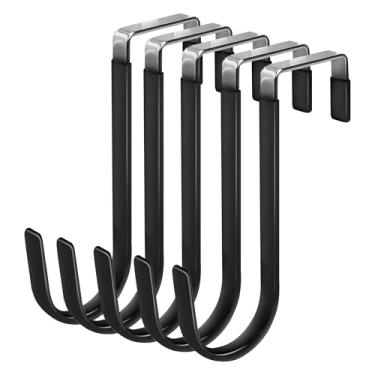 Imagem de Ganchos sobre a porta, pacote com 5 cabides com borracha para evitar arranhões, organizador resistente para sala de estar, banheiro, quarto, cozinha, pendurar roupas, toalhas, chapéus, casacos, bolsas
