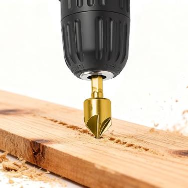 Imagem de Conjunto de brocas escareadoras de 3 peças, madeira metálica, carpintaria, fabricação de plástico 12 mm + 16 mm + 19 mm (ouro)