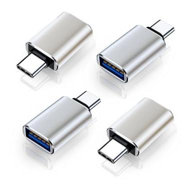 Imagem de Pacote de 4 adaptadores USB C para USB C macho para USB3 fêmea compatível com iPhone 16 Pro Max Pro Air 2023 iMac iPad mini Pro, outros dispositivos tipo C ou Thunderbolt 4/3, prata espacial