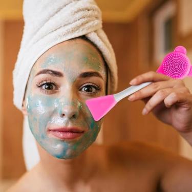 Imagem de Escova de silicone para máscara de cabeça dupla, portátil, escova de limpeza facial com cabeça dupla, ferramenta aplicadora de cuidados com a pele, estilo 2