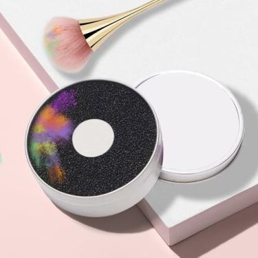 Imagem de Pacote com 2 esponjas de limpeza de remoção de cor com área de inspeção branca, esponja de limpeza de pincel de maquiagem seco, pincéis de maquiagem em pó facilmente limpos, limpeza rápida sem água