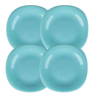 Imagem de Jogo Pratos Sobremesa 21,5Cm 4 Pçs Dama Vidro Opalino Ciano
