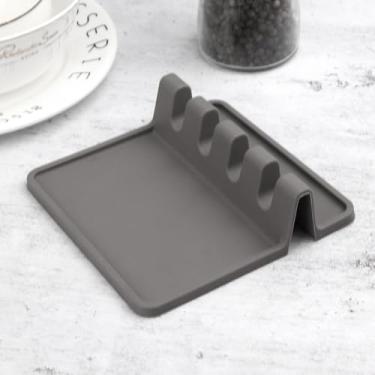Imagem de Descanso de utensílios de silicone com almofada de gotejamento para vários utensílios, resistente ao calor, descanso de colher e suporte de colher para fogão, suporte de utensílios de cozinha para