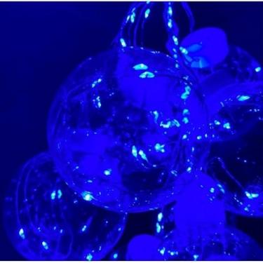 Imagem de Guirlanda Fio Varal 3 metros 10 x Bolas Branco, Amarelo, Azul ou Colorido Luminária Pilhas Usb(Azul)