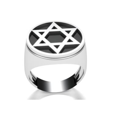 Imagem de Anel Estrela De Davi De Prata Fundo Negro Entrega Imediata