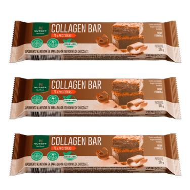 Imagem de Kit 3X: Barra de Proteína Collagen Bar Brownie de Chocolate Nutrify 50g