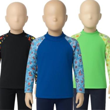 Imagem de KIT 3 Blusa Termica Infantil Básica WLS Modas Manga Longa Estampada Pr