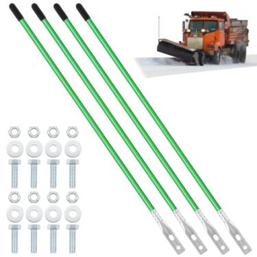 Imagem de Lasnten Kit de 4 peças de marcadores de lâmina de arado de neve de 91 cm, fio de aço, parafuso interno, guias de para-choque, alta visibilidade, fácil instalação para limpa-neves ocidentais ATV (verde