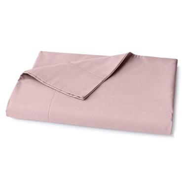 Imagem de Lane Linen Lençol de cima 100% algodão orgânico Cal King (264 x 269 cm) - Lençol de cima 100% algodão super macio - Lençol de cama de algodão leve e durável - Rosa sépia