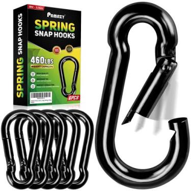 Imagem de Snap Hooks PAMAZY 6 unidades, 8 cm, 209 kg, capacidade, aço preto