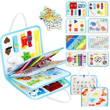 Imagem de Busy Board Esjay Toddler Toys Montessori Toys, dinossauro branco de ma