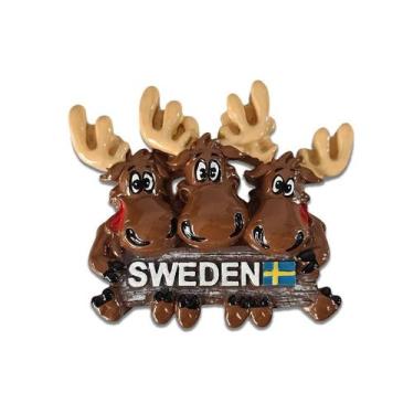 Imagem de Fridge Magnet Sweden 3D Resin Moose Family com bandeira sueca - yiweis