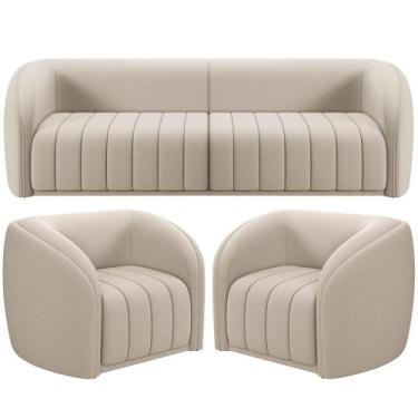 Imagem de Kit Sofá 4 Lugares Para Sala 292cm Com 02 Poltronas Lazio M03 Veludo B