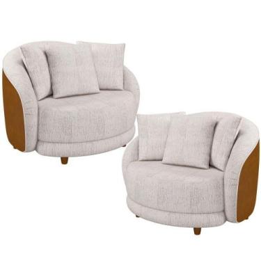 Imagem de Kit 02 Poltronas Decorativa Fixa Pés De Madeira Witta M03 material sin