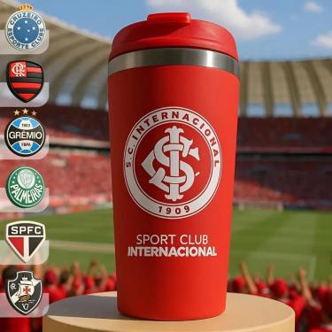 Imagem de Copo Térmico Emborrachado Inox 450 Ml Dos Times De Futebol I