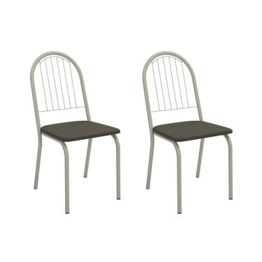 Imagem de Kit 2 Cadeiras De Cozinha Noruega 2c077nk Aço 2 Un Niquel-suede Escuro - Kappesberg