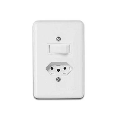 Imagem de Conjunto Interruptor Simples + Tomada 10a - Linha Stylus - Ilumi