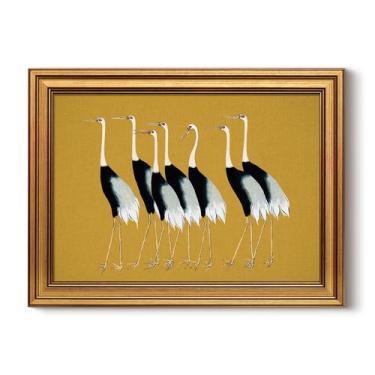 Imagem de Arte de parede HUARCEY Vintage Gold Emoldurada Seven Cranes 30x40cm