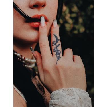 Imagem de 4 peças de suco de ervas, semipermanente, rosa fresca, margarida, estampa floral, tatuagem não reflexiva, 7 a 14 dias, pulso, ombro, pescoço, clavícula, corpo, impermeável, adesivo de tatuagem