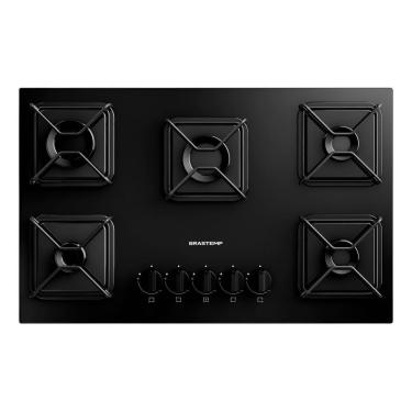 Imagem de Cooktop 5 Bocas Gas Bivolt Vidro Square 73x46cm - Brastemp