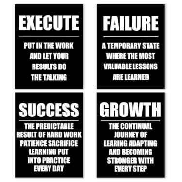 Imagem de Noaleviax Conjunto de pôster de parede inspirador para escritório - decoração de escritório com tema motivacional, arte de parede para decoração de sala de aula e academia, 20 x 25 sem moldura