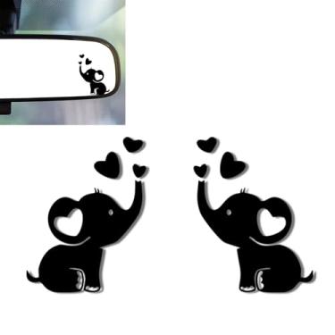 Imagem de 2 peças de decalque de espelho de carro de elefante, adesivo de espelhos retrovisores, acessórios de carro de elefante, adesivos e decalques fofos presentes para mulheres, homens, crianças