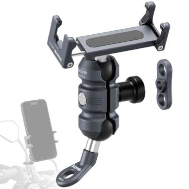 Imagem de KAPARNER Kit de clipe de telefone para motocicleta, braço de soquete duplo antifurto/adaptador de cabeça de parafuso angular base esférica para alavanca de espelhos ou barra redonda, adequado para