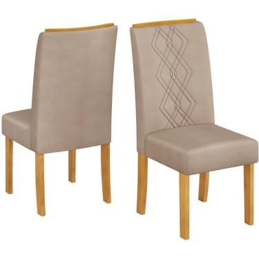Imagem de Kit 2 Cadeiras De Jantar Estofadas Ayla Veludo Creme Freijo Dj Moveis Veludo Creme Freijo