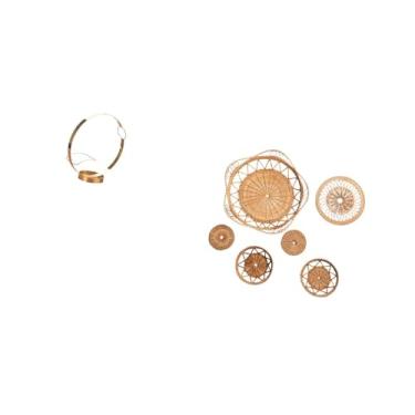 Imagem de Fenteer Organizador de Porta-vinhos de Metal E Arte de Parede em Rattan para Exibição Elegante de Garrafas E Armazenamento Decorativo em Sala de Chá, Corredor