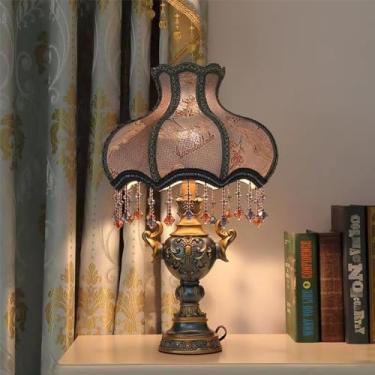Imagem de Luminária de mesa retrô americana, estilo europeu de luxo, para sala de estar, quarto, escritório, casa de campo (E D38H58CM 1 peça)