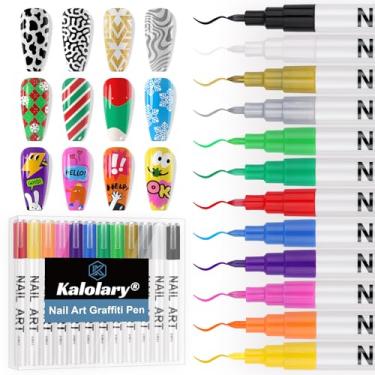 Imagem de Kalolary Conjunto De Canetas 3D Para Nail Art Com 12 Cores, Caneta Pontilhada Grafite, Desenho, Pintura, Delineador, Ferramentas Manicure E Decoração Beleza Faça Você Mesmo