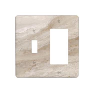 Imagem de Nadoabtm Capas de tomada padrão de mármore bege 1 interruptor 1 interruptor 1 conjunto de balancim placa de parede elétrica capas de placa de interruptor de luz para decoração de casa de fazenda