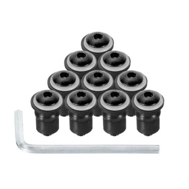 Imagem de PATIKIL Parafusos de para-brisa de motocicleta M5, 10 peças de parafuso de liga de alumínio com chave inglesa, parafusos de carenagem de para-brisas, parafusos porcas para carenagem de motocicleta