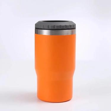 Imagem de Copo Térmico Inox 2 em 1 Porta Long Neck e Lata 420ml Parede Dupla Vácuo com Abridor Integrado - Mantém Bebida Gelada por Horas (Laranja)