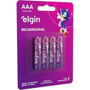 Imagem de Pilha Recarregável Ni-MH AAA-900mAh blister com 4 pilhas, Elgin, Baterias, 82169