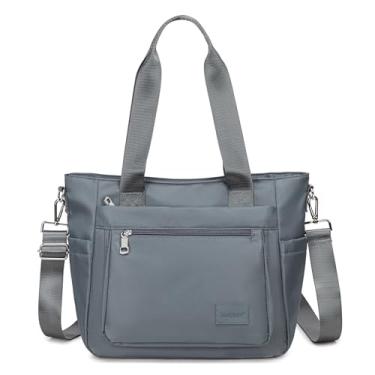 Imagem de JIANLINST Bolsas femininas casuais, bolsas transversais de ombro com vários bolsos, bolsas de trabalho e viagens, Cinza escuro
