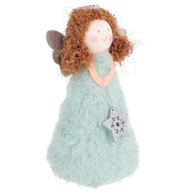 Imagem de HOMSFOU Anjo de Natal Com Luzes para Enfeitar a Árvore de Natal, Mini Enfeite Azul para Decoração de Árvore de