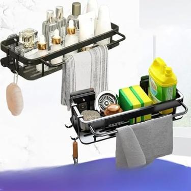 Imagem de Kit 2 SUPORTE PARA SHAMPOO PARA USO NO BANHEIRO NA PAREDE de alumínio suporte organizador (KIT 2 -atuador (golfe)-preto)