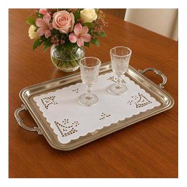 Imagem de Toalha de Bandeja, Bordado Artesanal, 40 cm x 30 cm, Elegante e Sofisticada, Proteção para Bandeja, Lavável à Máquina