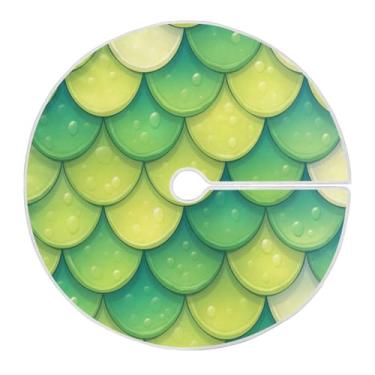 Imagem de Blueangle Saia de árvore de Natal com escama de sereia verde de 120 cm - poliéster macio e resistente a rugas, decoração de férias para festas de Natal, árvore festiva e decoração de casa (662)