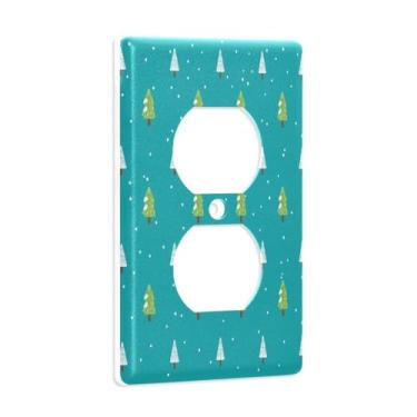 Imagem de Blueangle Placa de parede de tomada dupla para árvore de Natal, tamanho padrão, placas de cobertura de tomada elétrica de 1 gangue para decoração de quarto de escritório em casa, 4,53 x 2,76 polegadas