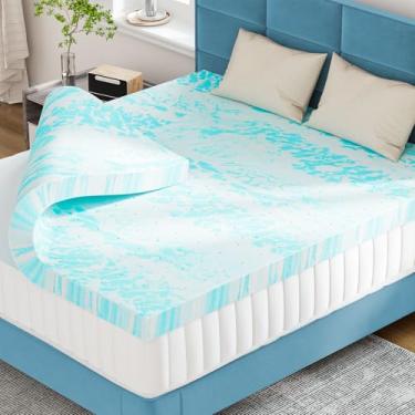 Imagem de Sweetcrispy Topper de colchão de espuma viscoelástica solteiro, almofada de resfriamento com infusão de gel de 5 cm de espessura para cama de solteiro, sofá-cama, trailer, campista, certificado