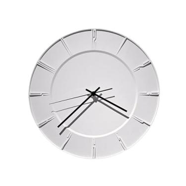 Imagem de Relógio de parede Relógio de parede moderno, minimalista, em cimento, silencioso, alimentado por bateria, com alta compatibilidade para decoração de casa(Branco)