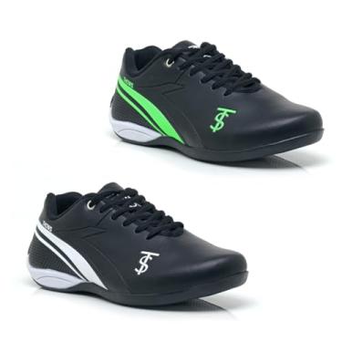 Imagem de 2 Pares Chuteira Futsal Masculina Leve Confortável Resistente Linha Premium (Preto/Branco E Preto/Verde, BR, Adulto, Numérico, 43)