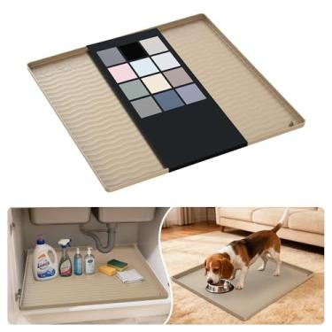 Imagem de URMONA Tapete de silicone impermeável sob a pia 55 cm x 55 cm, forro de prateleira para cozinha e banheiro, protetor de armário e balcão, armazenamento e organizadores, tapete de areia, itens