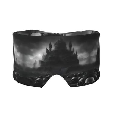 Imagem de Caveiras pretas e brancas, 1 máscara para dormir para olhos e orelhas, respirável, ajustável, blecaute, venda, confortável