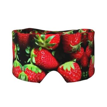 Imagem de Máscara de proteção para olhos e orelhas com estampa de morango, respirável, ajustável, blecaute, confortável