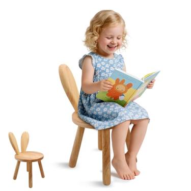 Imagem de DoFanXinYe Wooden Step Stool Children Toddler Chair Kids Desk Chair with Non-Slip Foot Mat Wood Wax Oil Craft Sensory Table for Kids Playroom Classroom Home