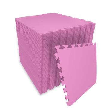 Imagem de SELLER Tapete de Encaixe em EVA – 24 peças 50×50 cm, 5mm espessura, superfície antiderrapante, modular tipo quebra-cabeça, com bordas, piso infantil, academia, brinquedoteca, proteção contra impacto e conforto (Rosa)
